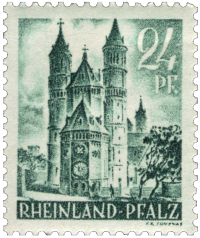 Dóm ve Wormsu - poštovní známka Rheinland-Pfalz 24 Pf.