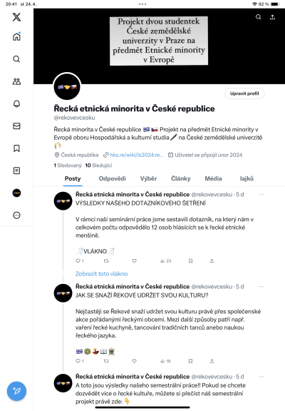  Vzhled profilu na sociální síti X pro náš semestrální projekt