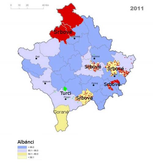 Mapa etnických skupin v Kosovu